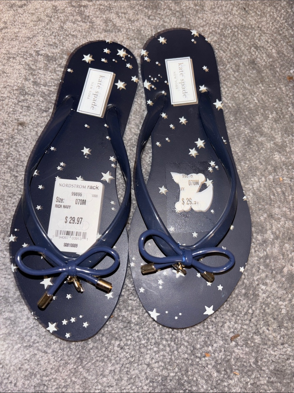 kate spade navy star print jelly bow sandals